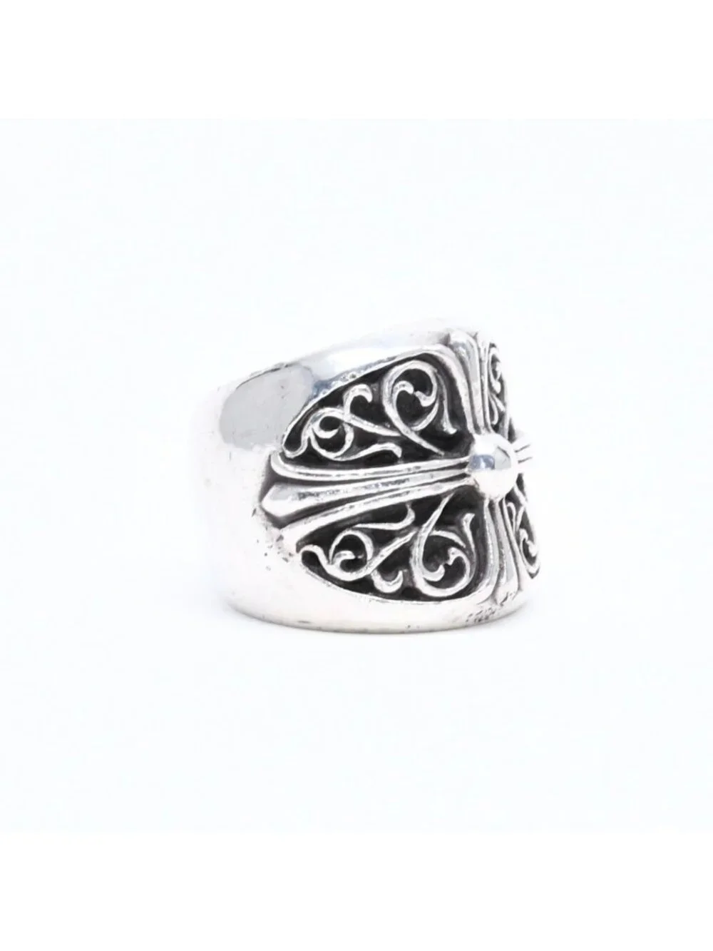 Chrome Hearts Classic Oval Cross Black Sling 925 Sterling Silver